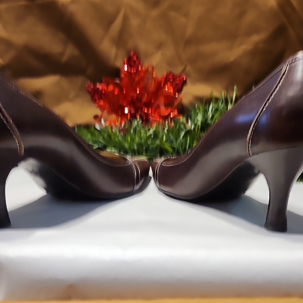 Joan & David Dark Brown Leather Flats - Picture 7 of 11